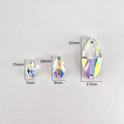 Crystal AB Glass Navette (2103 facet)