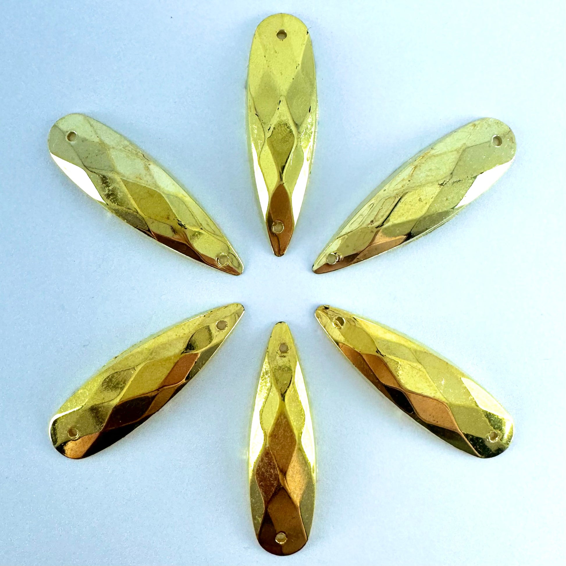 Metallic Gold Acrylic Narrow Teardrop