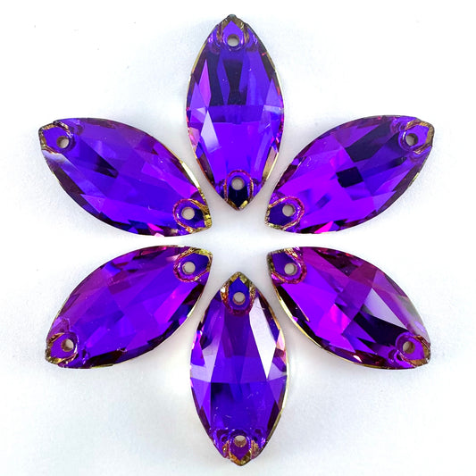 Violet Blue Glass Navette