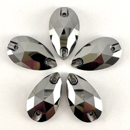 Jet Hematite Glass Teardrop