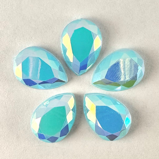 Pearlescent Aquamarine AB Acrylic Teardrop