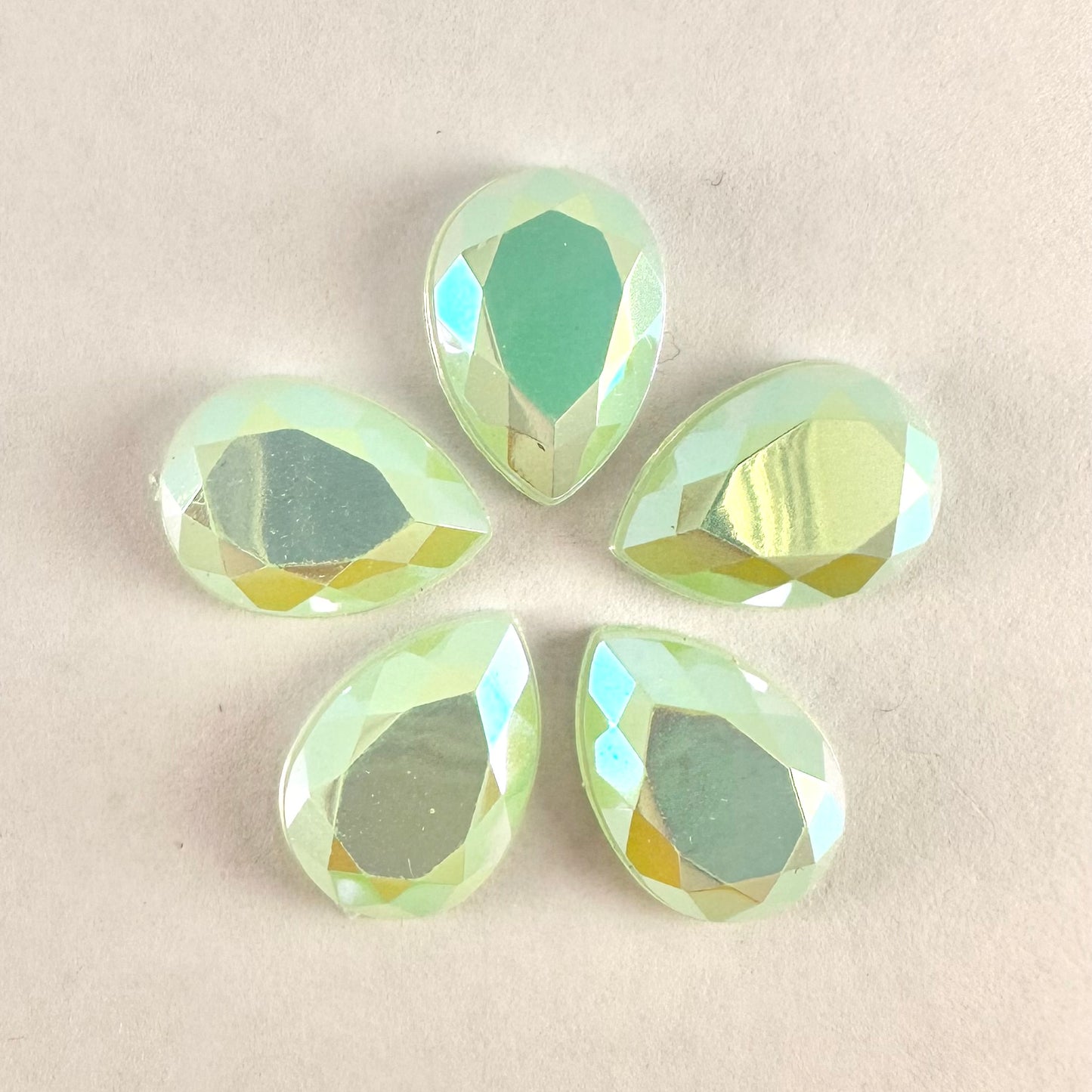 Pearlescent Light Green AB Acrylic Teardrop