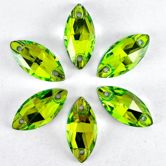 Peridot Heliotrope Glass Navette